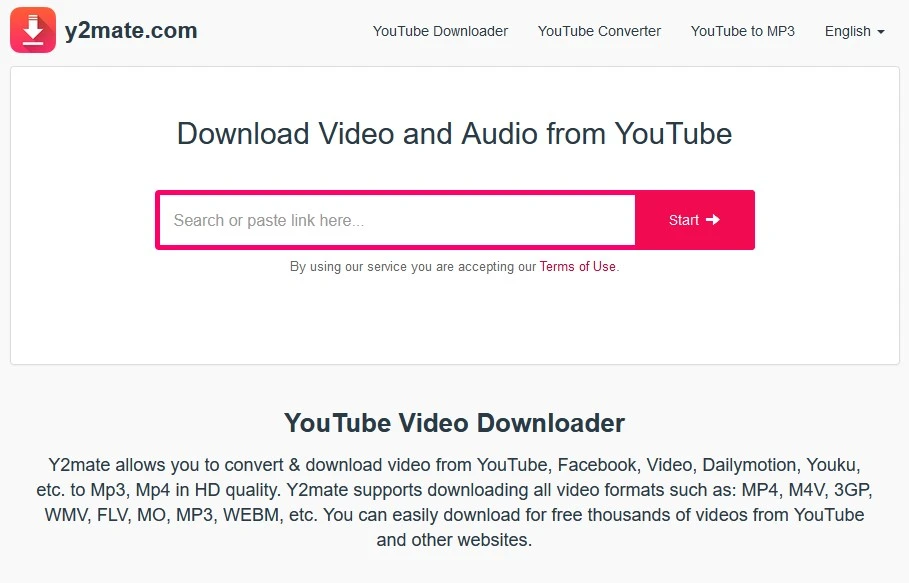 YouTube Video Downloader Y2mate